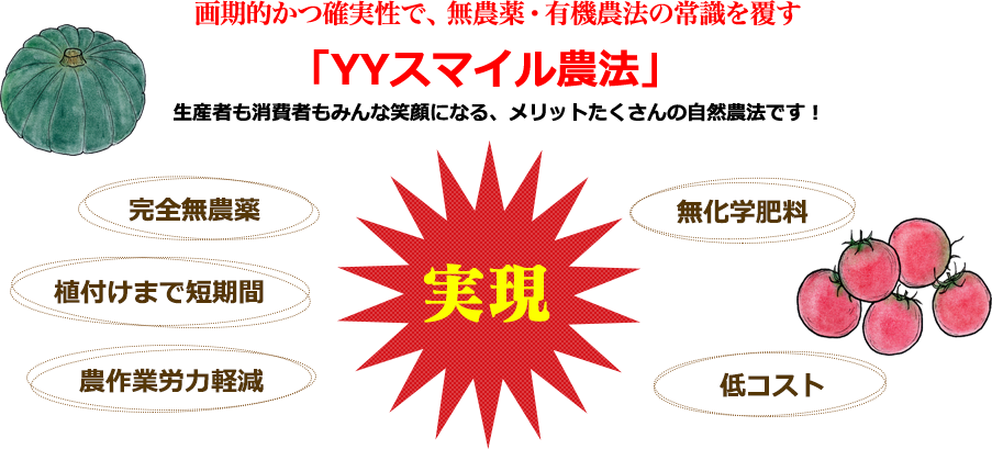 YYスマイル農法は生産者も消費者もみんな笑顔になる、メリットたくさんの自然農法です！